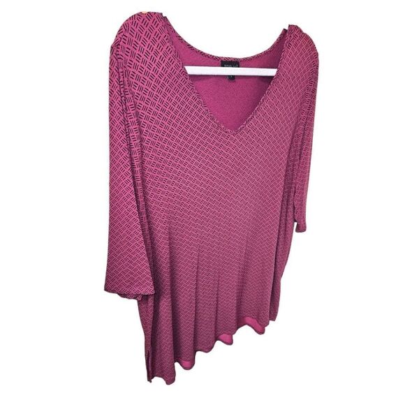 J. JILL Wearever Collection Women's Mauve &  Black 3/4 Sleeve Tunic - Picture 5 of 12